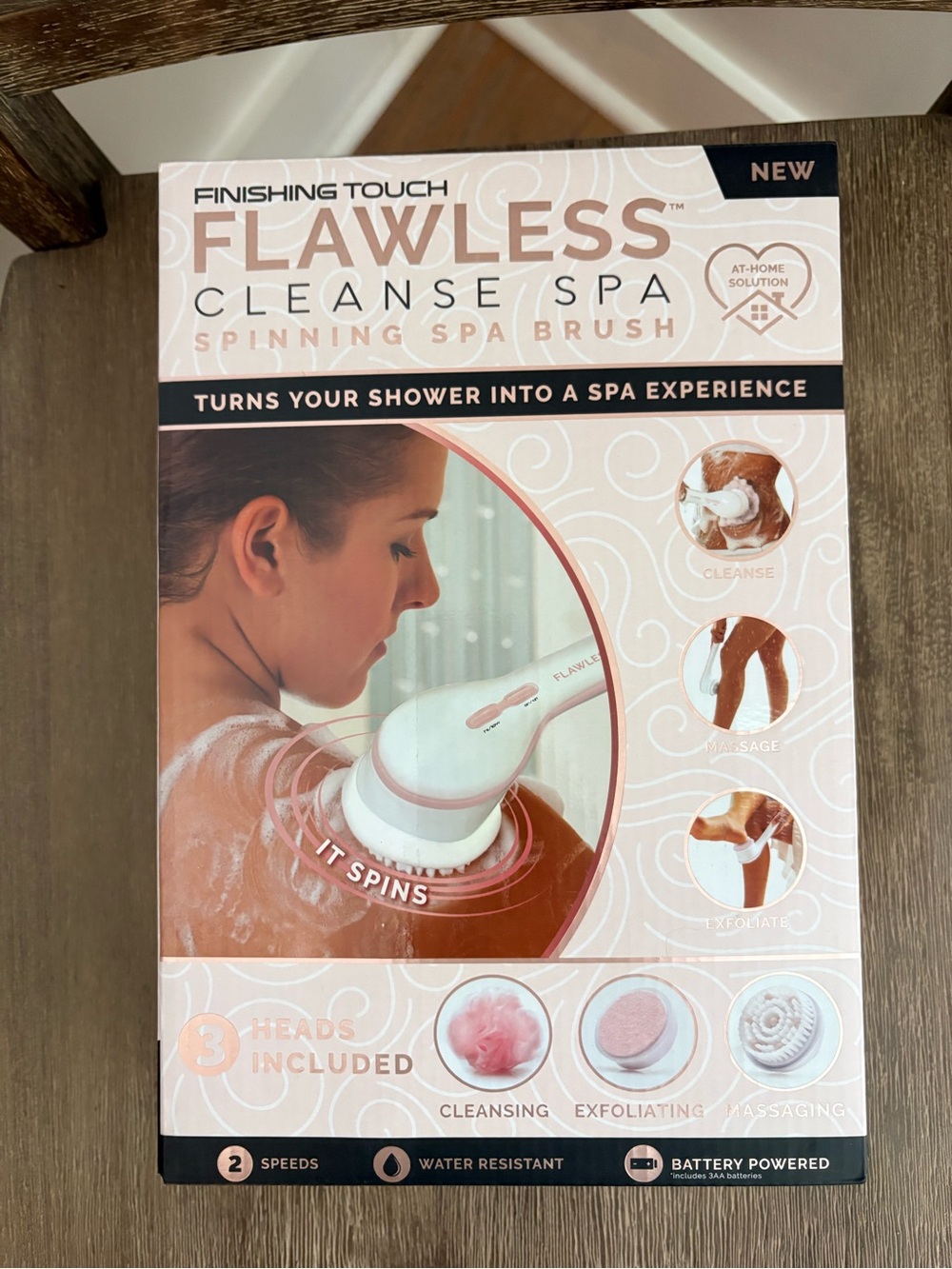Flawless Cleanse Spa Spinning Shower Brush - Pink, Never Opened